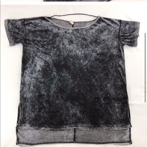FREE PEOPLE Washed Velvet Doran Tee Gray S - Picture 2 of 8